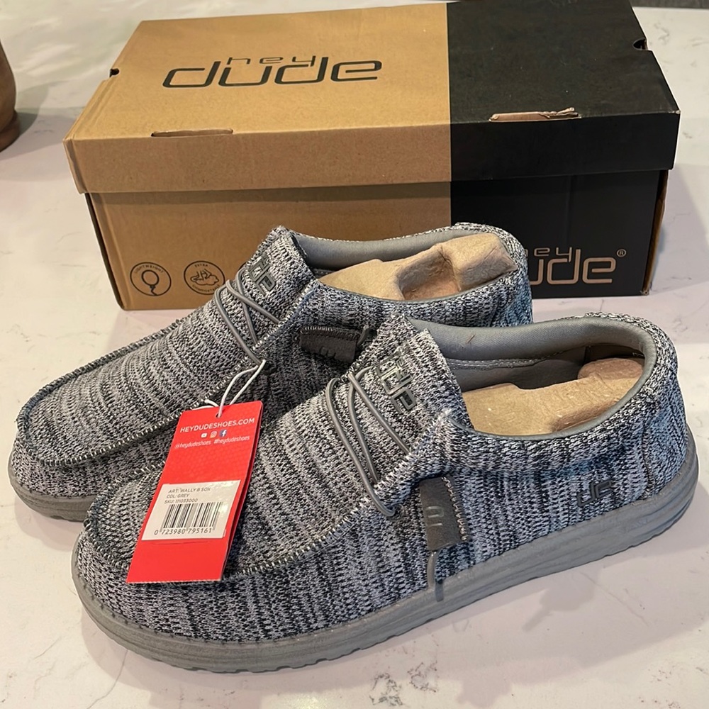 Hey Dude Gray Wally Sox Slip-On Mens 10